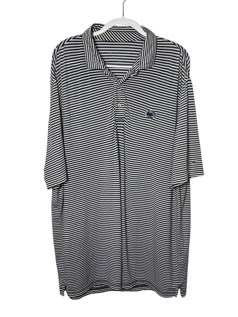 Vineyard Vines Penn State Striped Performance Polo XXL Navy White Nittany Lions